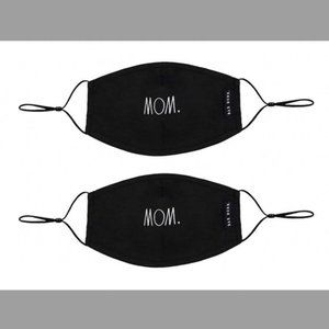 Rae Dunn Face Masks, "Mom" Design- Black, Set